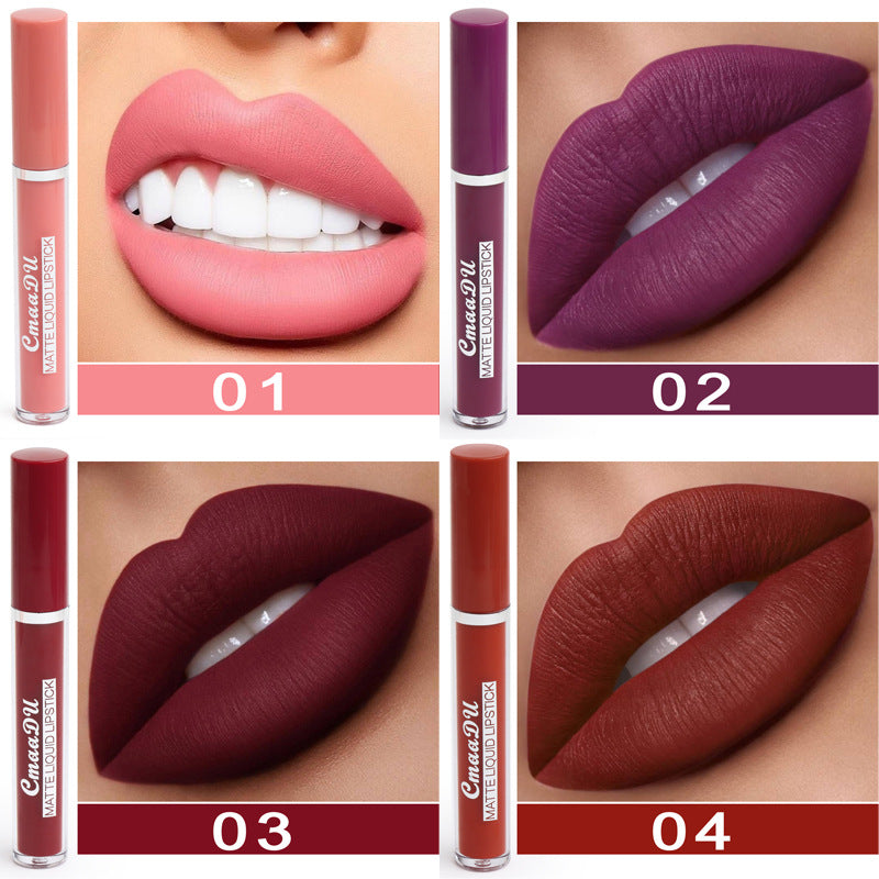 Waterproof matte lipstick for women in red shade, non-stick formula