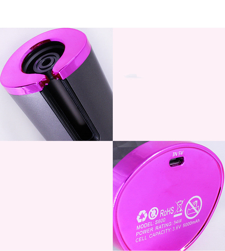 Rechargeable automatic hair curler with LCD display and ceramic barrel