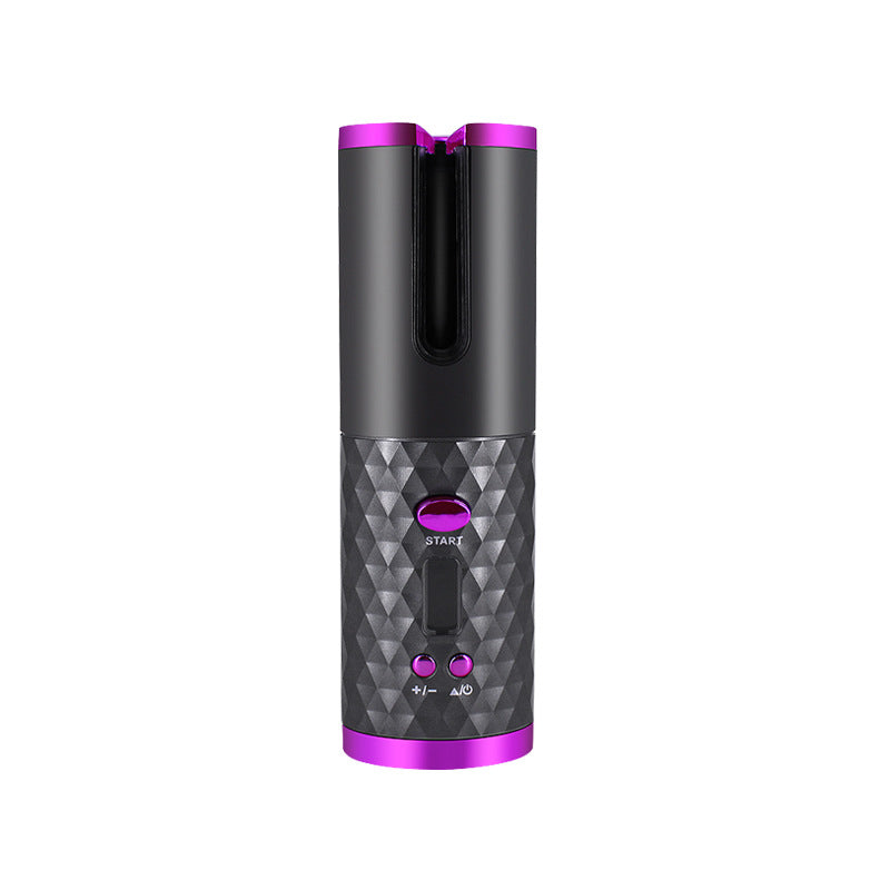 Rechargeable automatic hair curler with LCD display and ceramic barrel