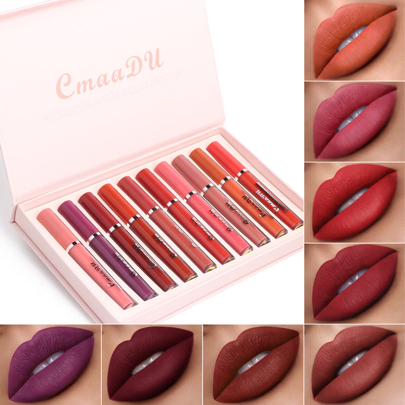 Waterproof matte lipstick for women in red shade, non-stick formula