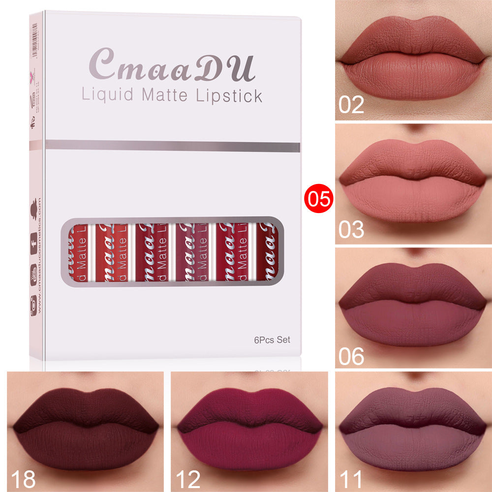 6-box matte non-stick waterproof long lasting lipstick set