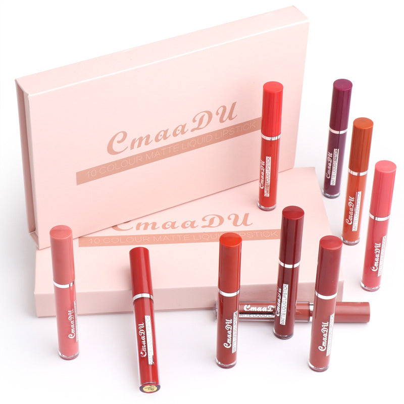Waterproof matte lipstick for women in red shade, non-stick formula