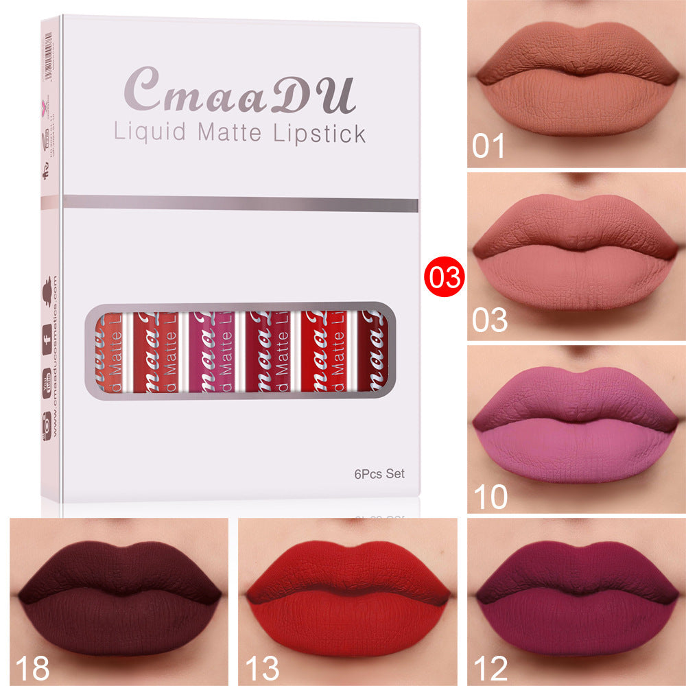 6-box matte non-stick waterproof long lasting lipstick set