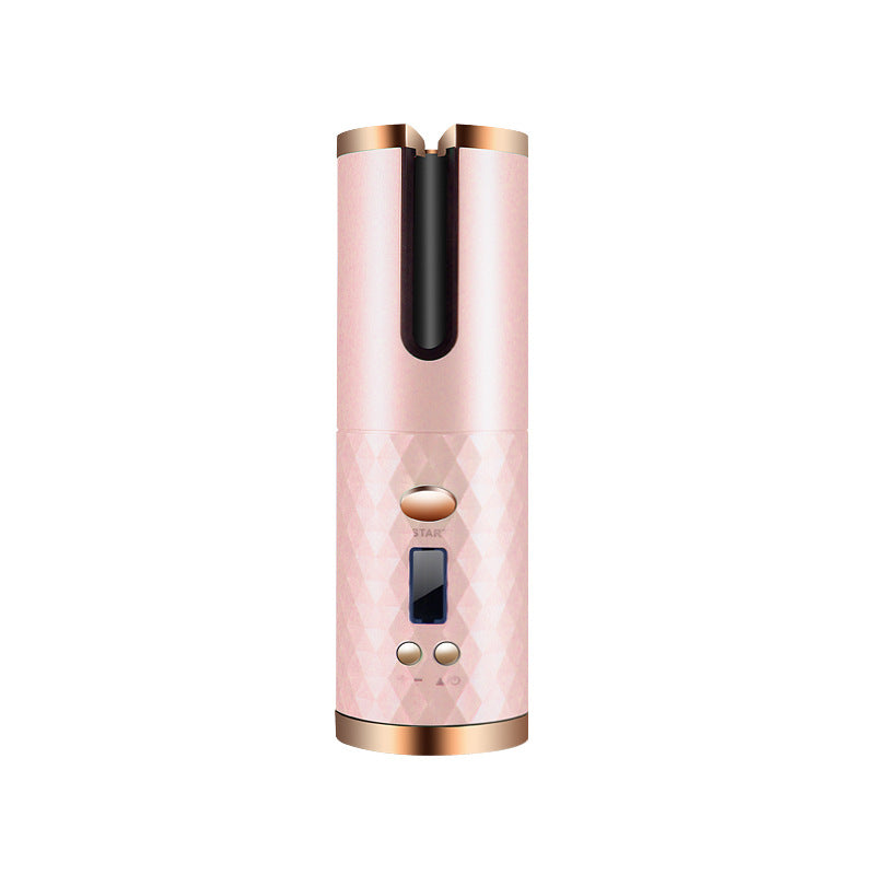Rechargeable automatic hair curler with LCD display and ceramic barrel