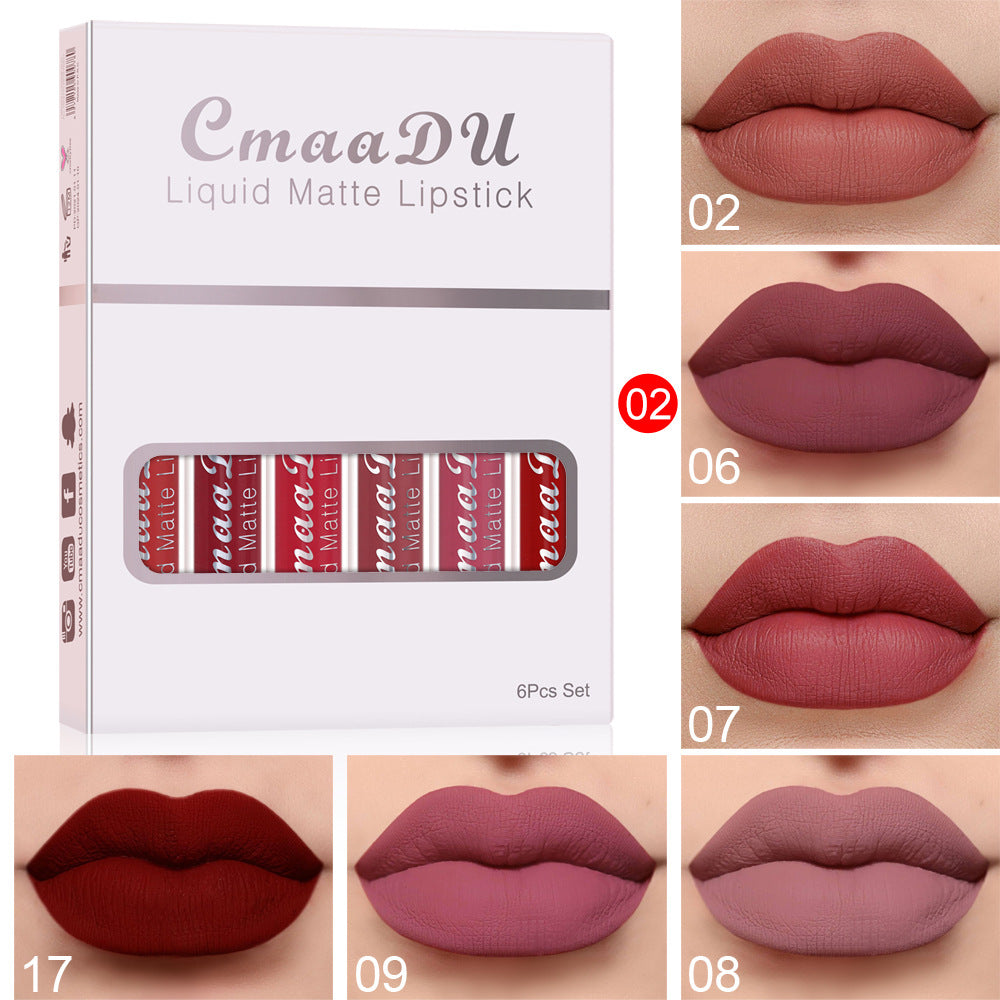 6-box matte non-stick waterproof long lasting lipstick set