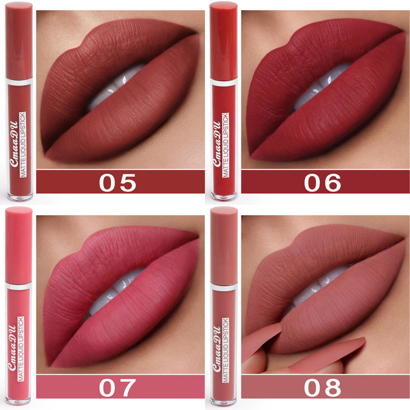 Waterproof matte lipstick for women in red shade, non-stick formula