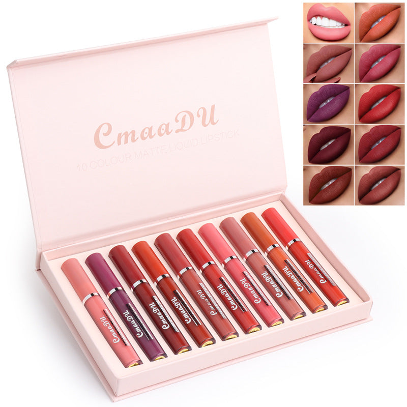 Waterproof matte lipstick for women in red shade, non-stick formula