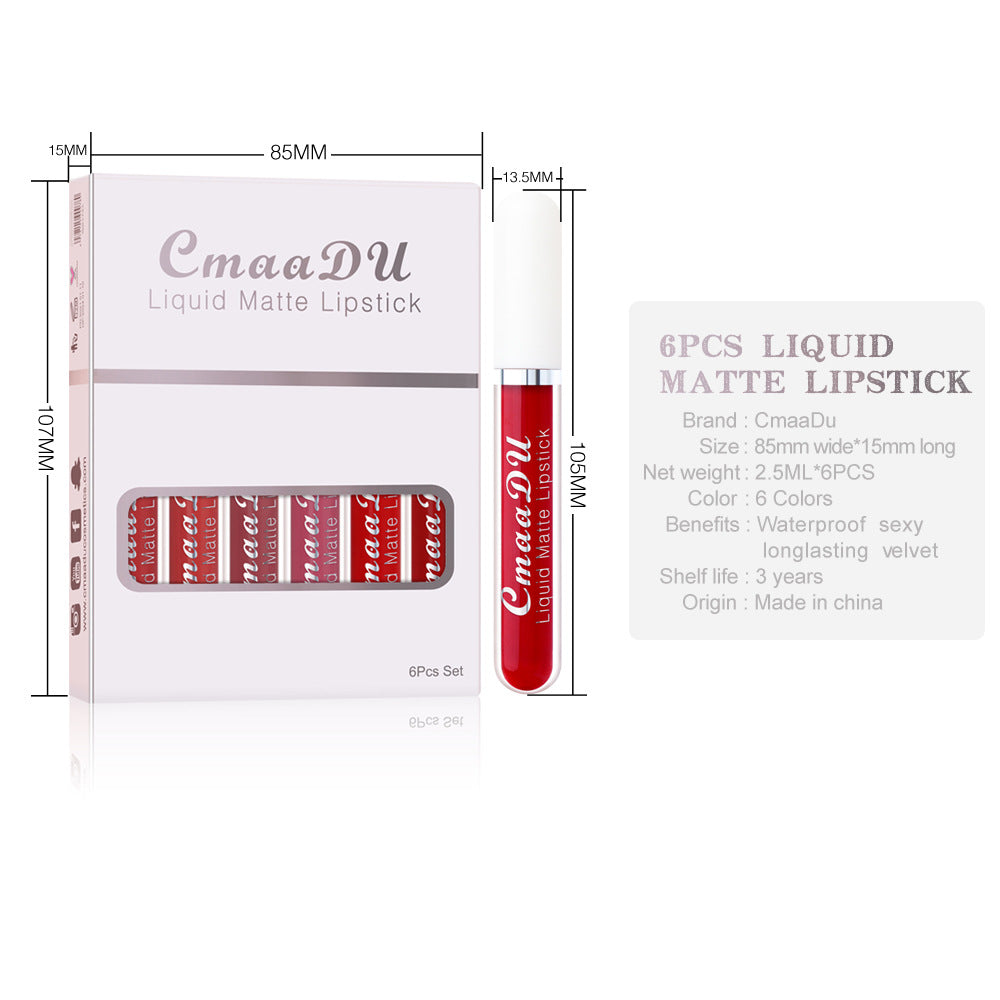 6-box matte non-stick waterproof long lasting lipstick set