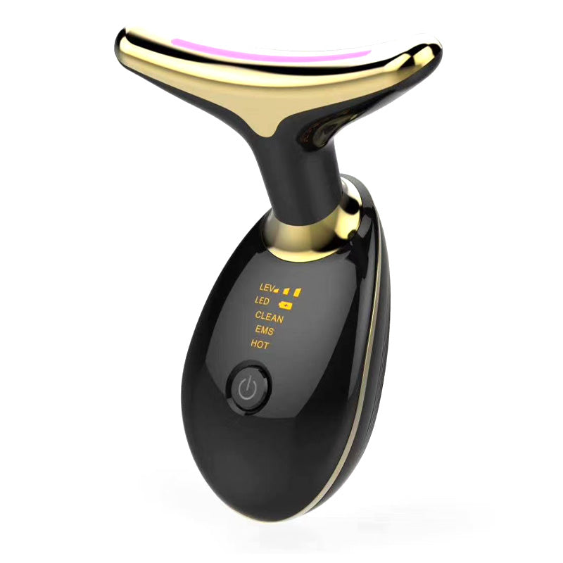 Black Neck Lifting Skin Massager Device with LED display and multifunction settings for anti-aging and skin care treatments.