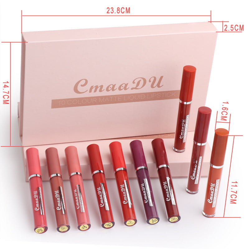 Waterproof matte lipstick for women in red shade, non-stick formula